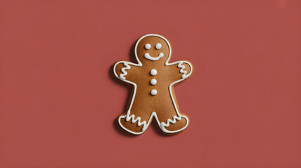 merry christmas gingerbread cookies isolated on red background