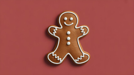 merry christmas gingerbread cookies isolated on red background