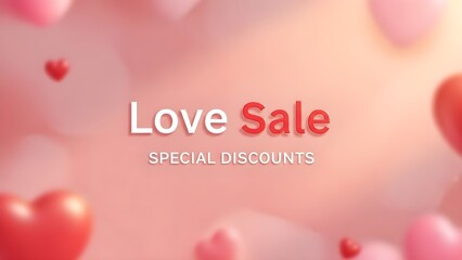 Valentine's Day sale banner with hearts, romantic promotion, special offer, love discount concept