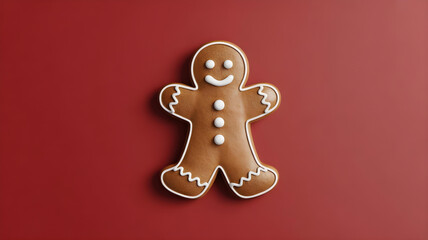 merry christmas gingerbread cookies isolated on red background