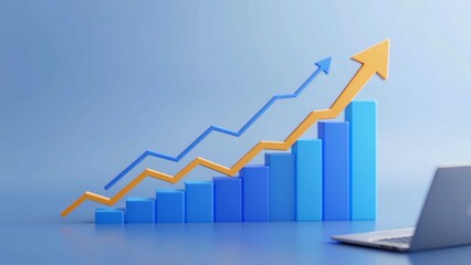 Growth market business finance economy with futuristic analytics visualization background