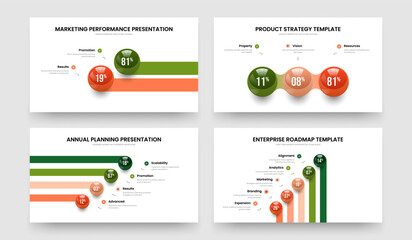 Modern Portfolio Two Three Four Five Option Infographic Slideshow Design Vector Illustration Set. Consulting Briefing 2 3 4 5 Element Graph Presentation Layout Collection.