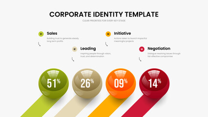 Enterprise Briefing Four Step Diagram Slideshow Layout. Simple Plan Frame Template Vector Illustration. Elegant Insight 4 Option Chart Slide Design.