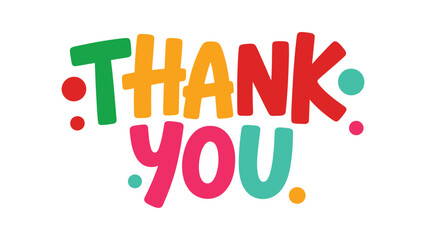 Thank you colorful hand lettering typography with playful dots and modern flat style illustration for gratitude appreciation message greeting card design © Zavivec