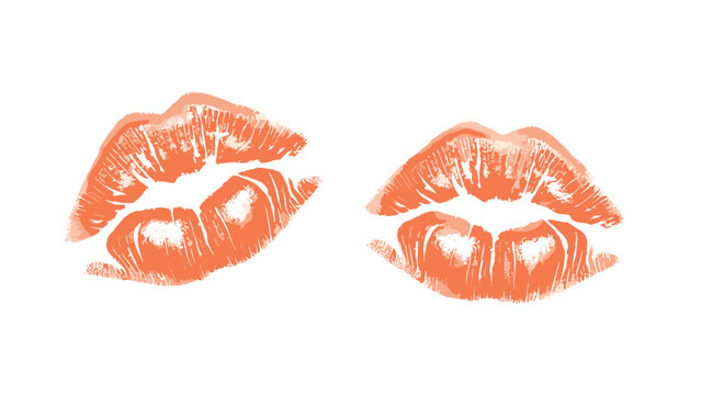 Illustration of two pairs of lips kissing