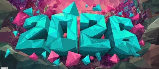 Futuristic 2026 Numbers with Geometric Crystals.