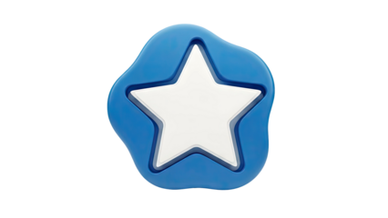 3D Blue star shape icon on transparent background