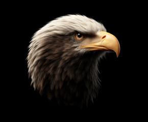 Obraz premium Wild white eagle background owl bird wildlife animal predator majestic watching alert eye head beak feather portrait isolated studio shot design art nature brown black closeup face powerful