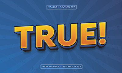 True text effect with blue style background