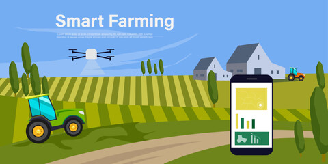 Modern Agriculture Drone Monitoring System for smart farm technology with control with smartphone