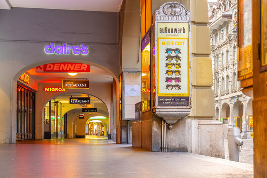 Arcades in Bern, Switzerland's historic town