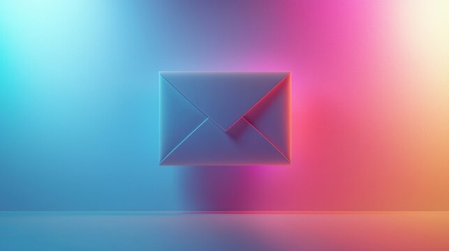 Colorful envelope in vibrant lighting against a smooth backdrop creates a modern and artistic atmosphere