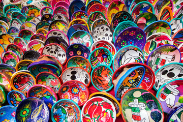Mexican hand painted colorful plate crafts 3