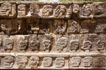 Tzompantli as the mayan rock stela of skulls