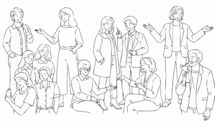 Obraz premium Group of People Standing and Sitting Together.