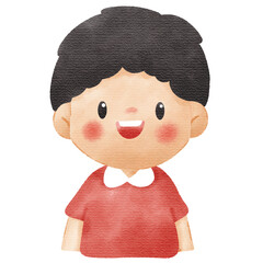 Watercolor Illustration of Cute Smiling Little Boy
