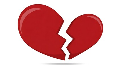 Shattered heart symbol of love breakup.