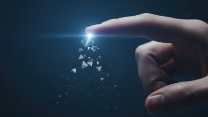 hand releasing glowing particles into air