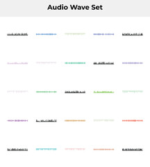 A collection of colorful audio waveform patterns on a white background for music or podcast design
