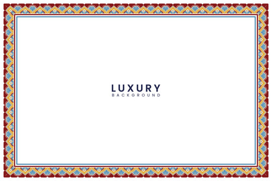 Colourful frame design. Creative line border for wedding invitation card, announcement or certificate. Islamic rectangle page border pattern