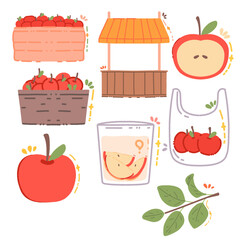 Cozy Apple Harvest Icons with Rustic Market Charm