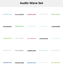 A collection of colorful audio waveform patterns on a white background for music or sound design projects