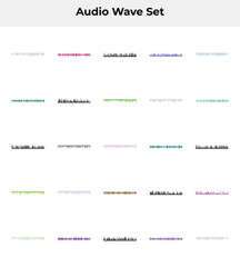 A collection of colorful audio wave patterns on a white background for music and sound design
