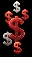 Glittering dollar sign dollar sign surrounded by vibrant glitter creating dazzling display of financial success and wealth