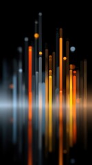 Dynamic orange yellow bars on black background abstract visual features numerous orange and yellow bars contrasting sharply with black background