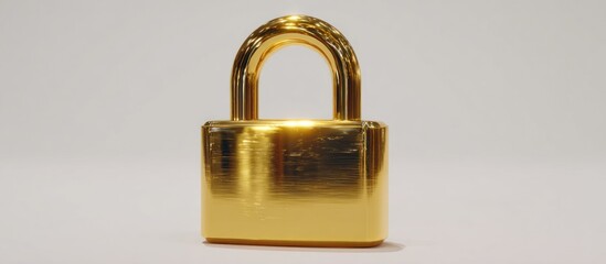 Golden Padlock on a White Background.
