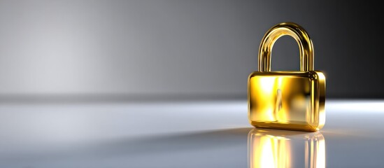 Golden Padlock Security Concept.