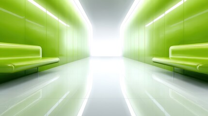 Green subway car vibrant green subway car travels on tracks representing efficient urban transit