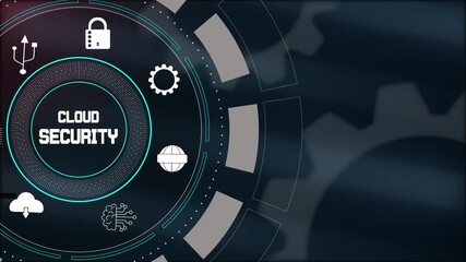 Cloud security and data protection concept featuring a digital interface with encrypted lock and futuristic cloud icons. - Powered by Adobe