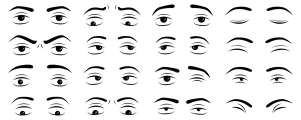 vector cartoon eye gesture set illustration