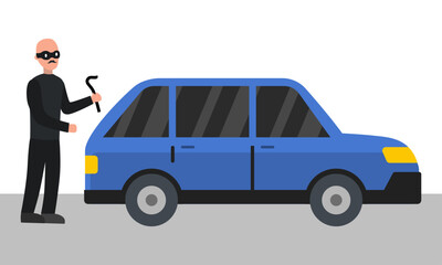 illustration of a car thief who is going to steal vector