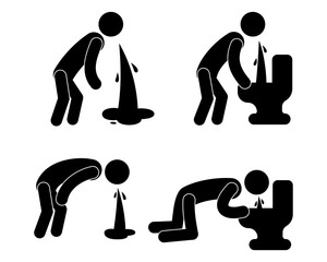 vector icon set of a person vomiting