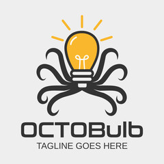 light bulb and octopus vector illustration logo