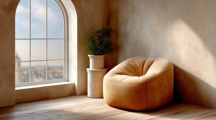 Chair in room with window view simple chair placed inside room natural light streaming through adjacent window