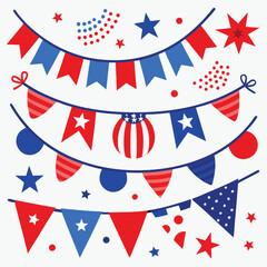 Obraz premium Festive Collection of Red and White Holiday Icons and Christmas Decorative Elements for Greeting Cards