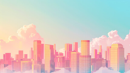Pastel Cityscape Sunrise Panorama