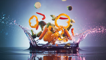 Fresh Tomato and Chili Pepper Splash with Dynamic Liquid Motion