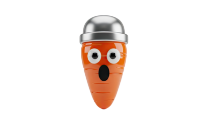3D Surprised 3D Carrot Character on transparent background