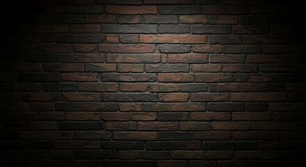 Dark brown brick wall with spotlight