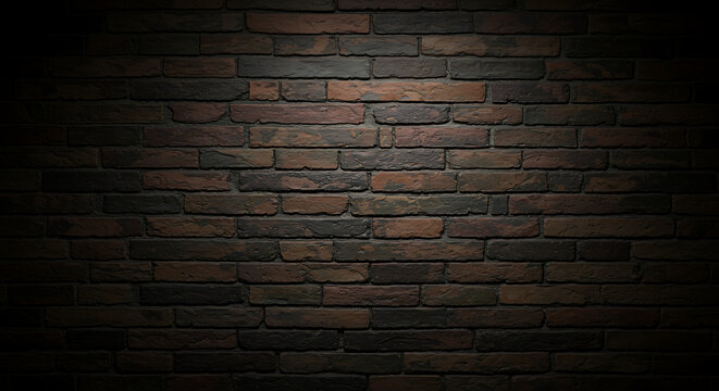 Dark brown brick wall with spotlight