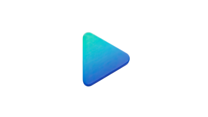 3D Play Button Icon with Blue Gradient on transparent background