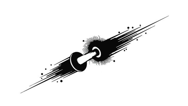 Abstract black and white illustration of a dynamic energy burst or singularity