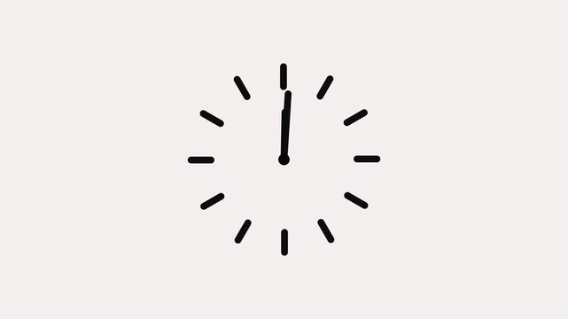 Black Outline Clock Face With Hour And Minute Hands On Light Pink Background abstract analog