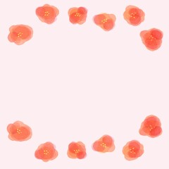 シンプルなお花の赤い水彩フレーム