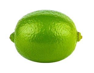 Fresh green lime fruit on transparent background, citrus concept
