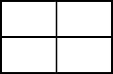 Fototapeta premium 4 Four Photo Frame Black window frame dividing the view into four transparent sections, perfect for showcasing different scenes or images